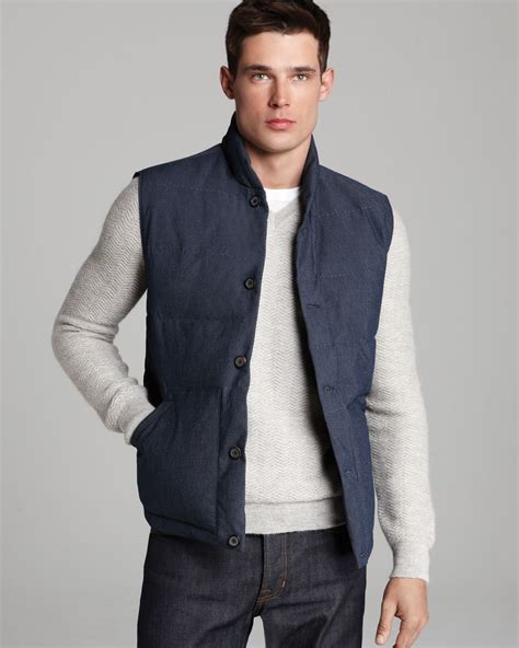 men's navy down vest.